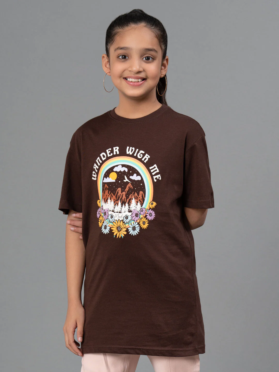 Girl's T-Shirt for Dark Brown Color |Best in Comfort| Cotton