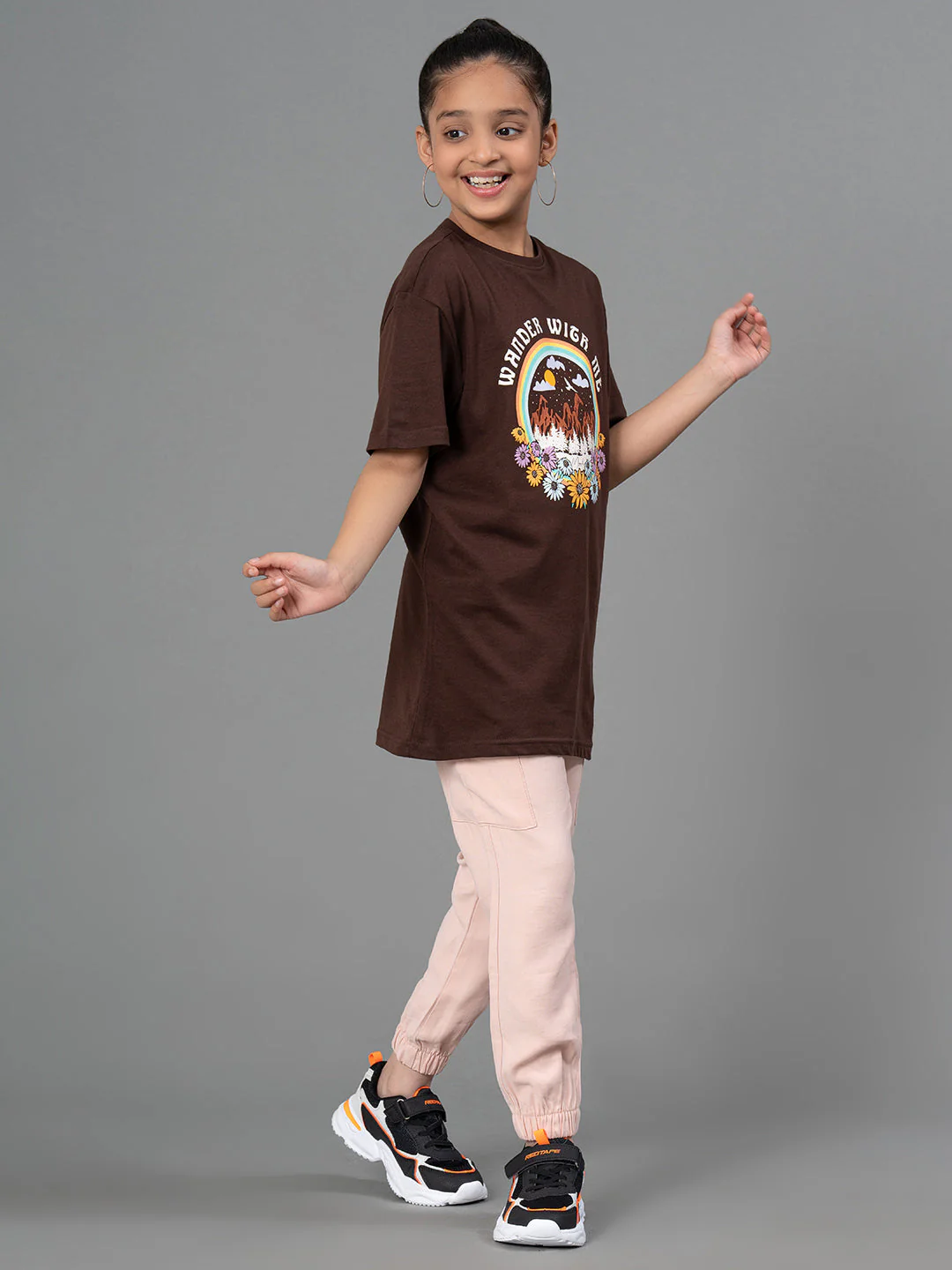 Girl's T-Shirt for Dark Brown Color |Best in Comfort| Cotton - Image 5