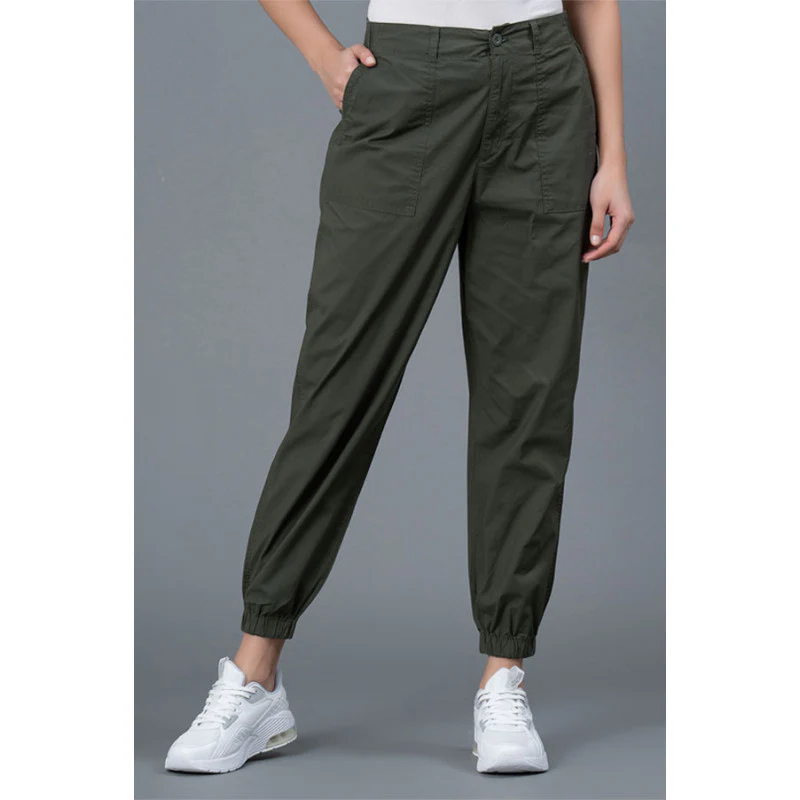 Olive Cotton Joggers for Women