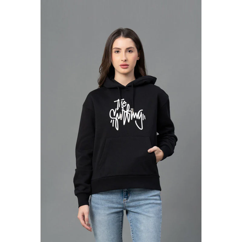 Women Black Graphic Print Hoodie