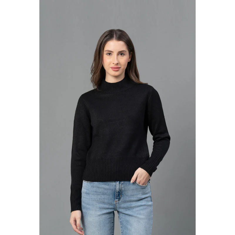 Women Black Solid Sweater