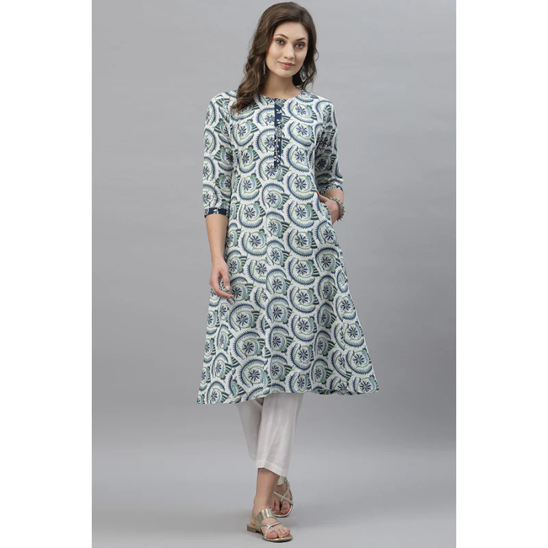 Women Blue Printed Kurta