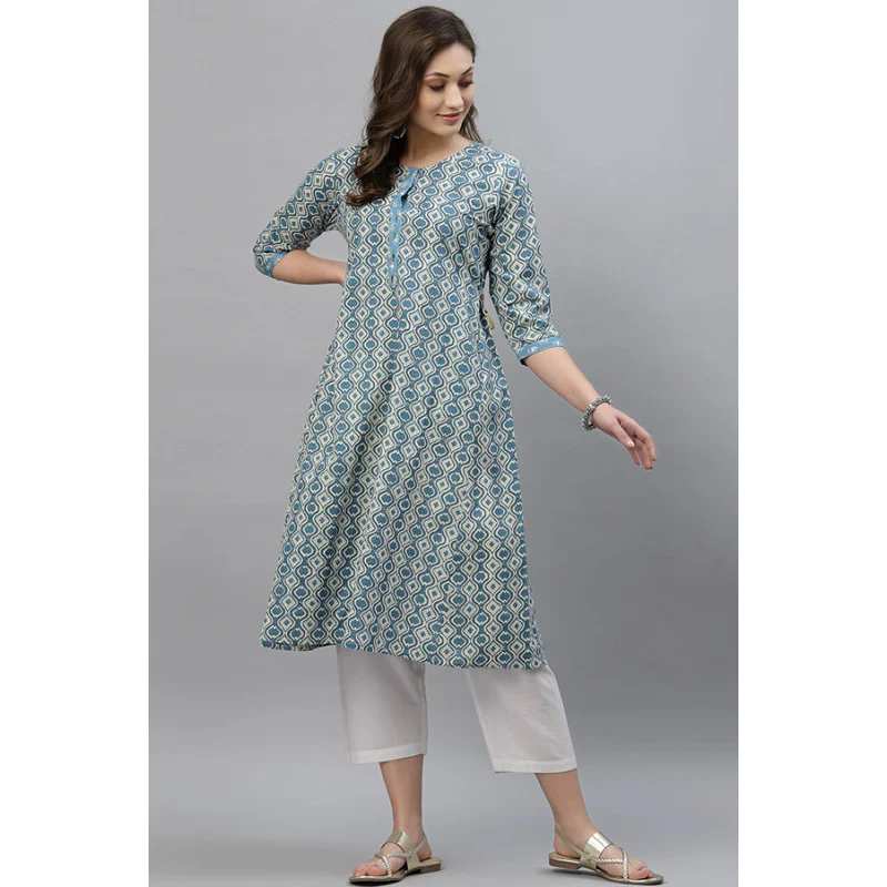 Women Blue Printed Kurta