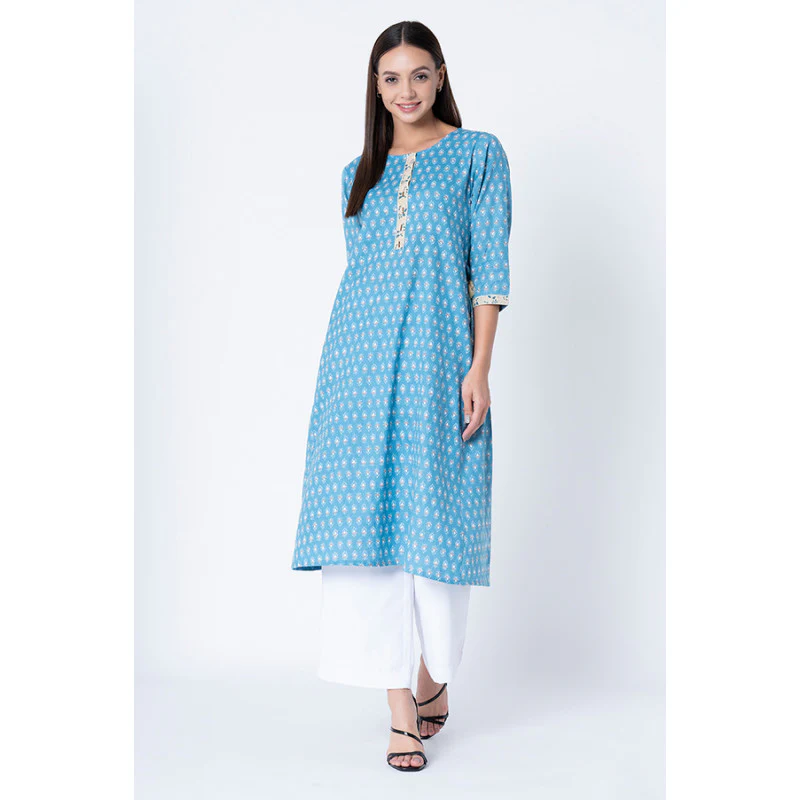 Women Blue Printed Kurta