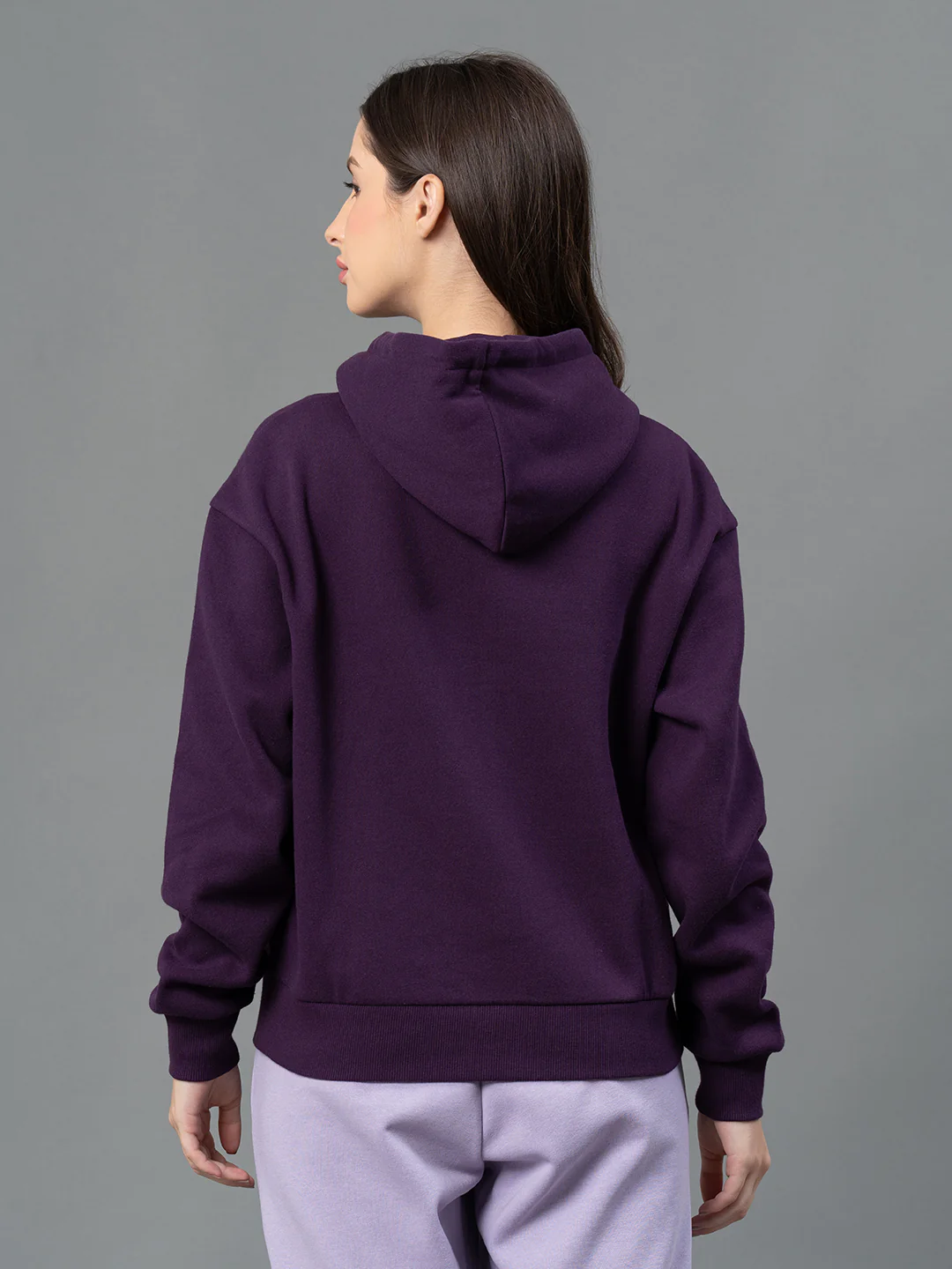 Women Dark Purple Graphic Print Hoodie - Image 4