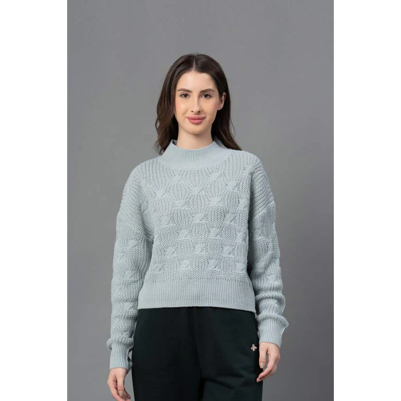 Women Pastel Green Texture Design Sweater