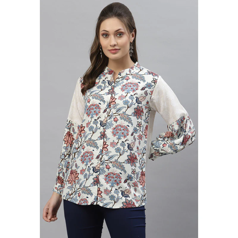 Women Red Floral Blouse Top