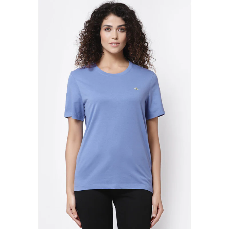 Women Slate Blue Round Neck T-Shirt
