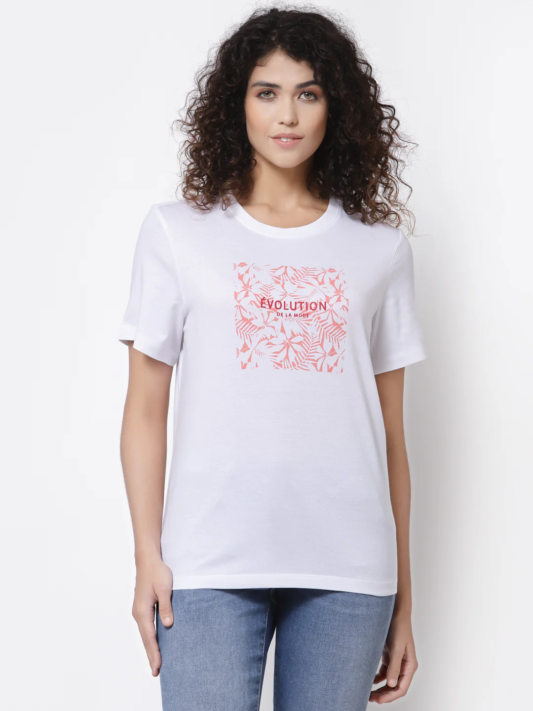 Women White Half Sleeve T-Shirt