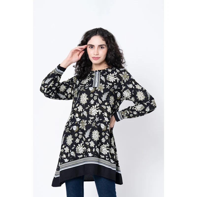 Women's Black Floral Tunic