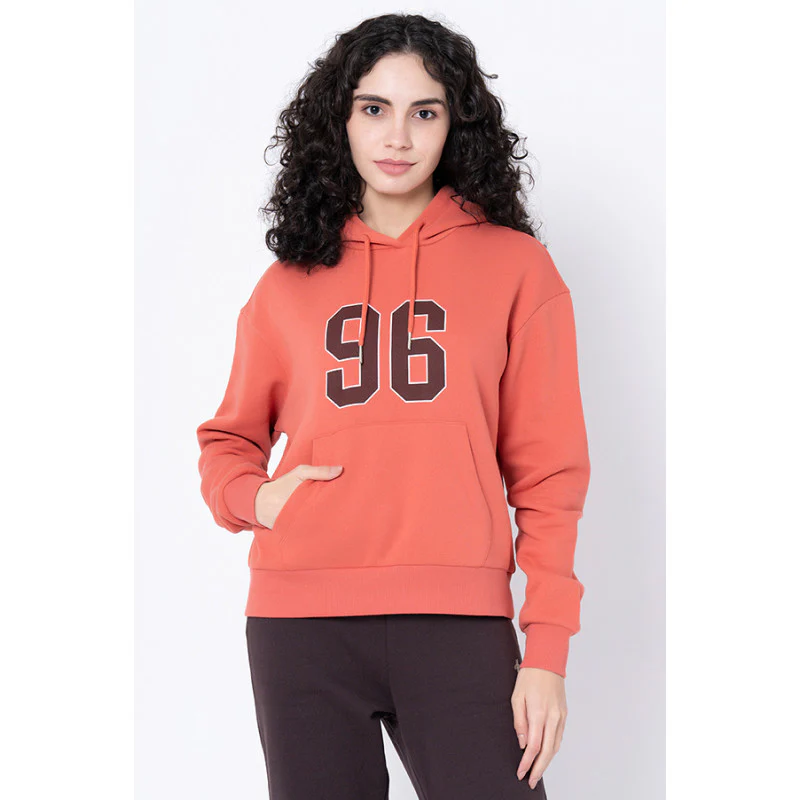 Women's Coral Typography Hoodie