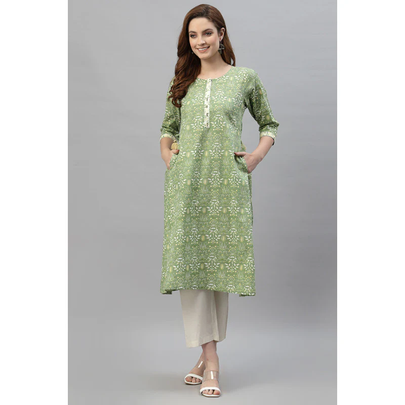 Women's Green Printed Kurta