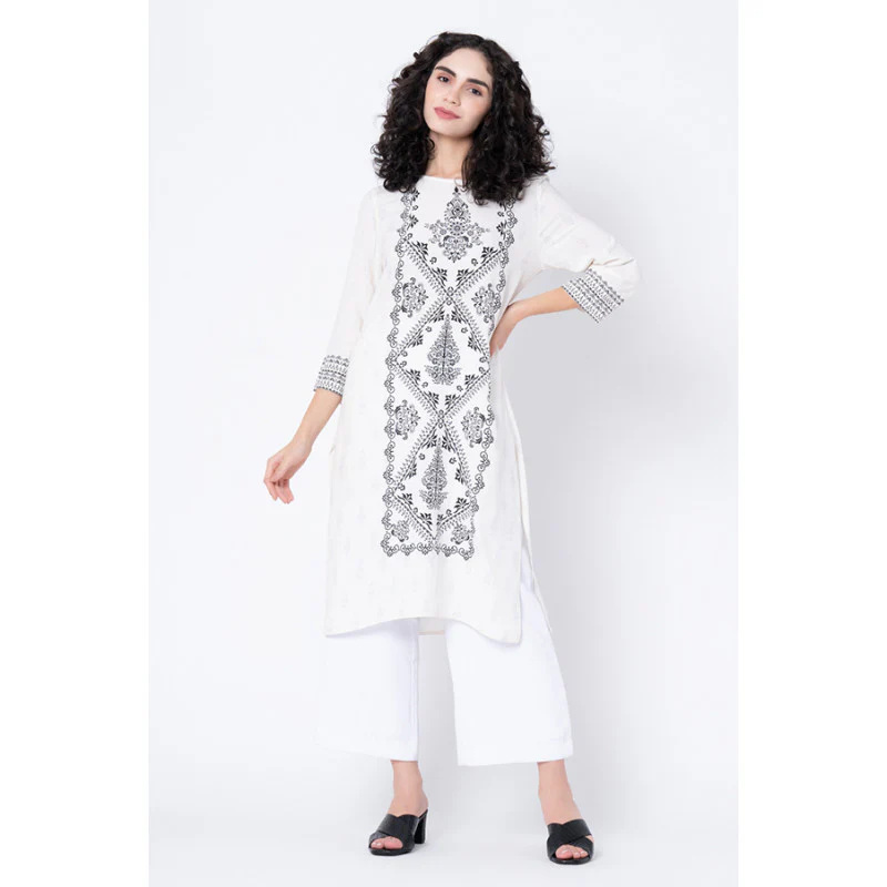 Women's Off White Printed Kurta
