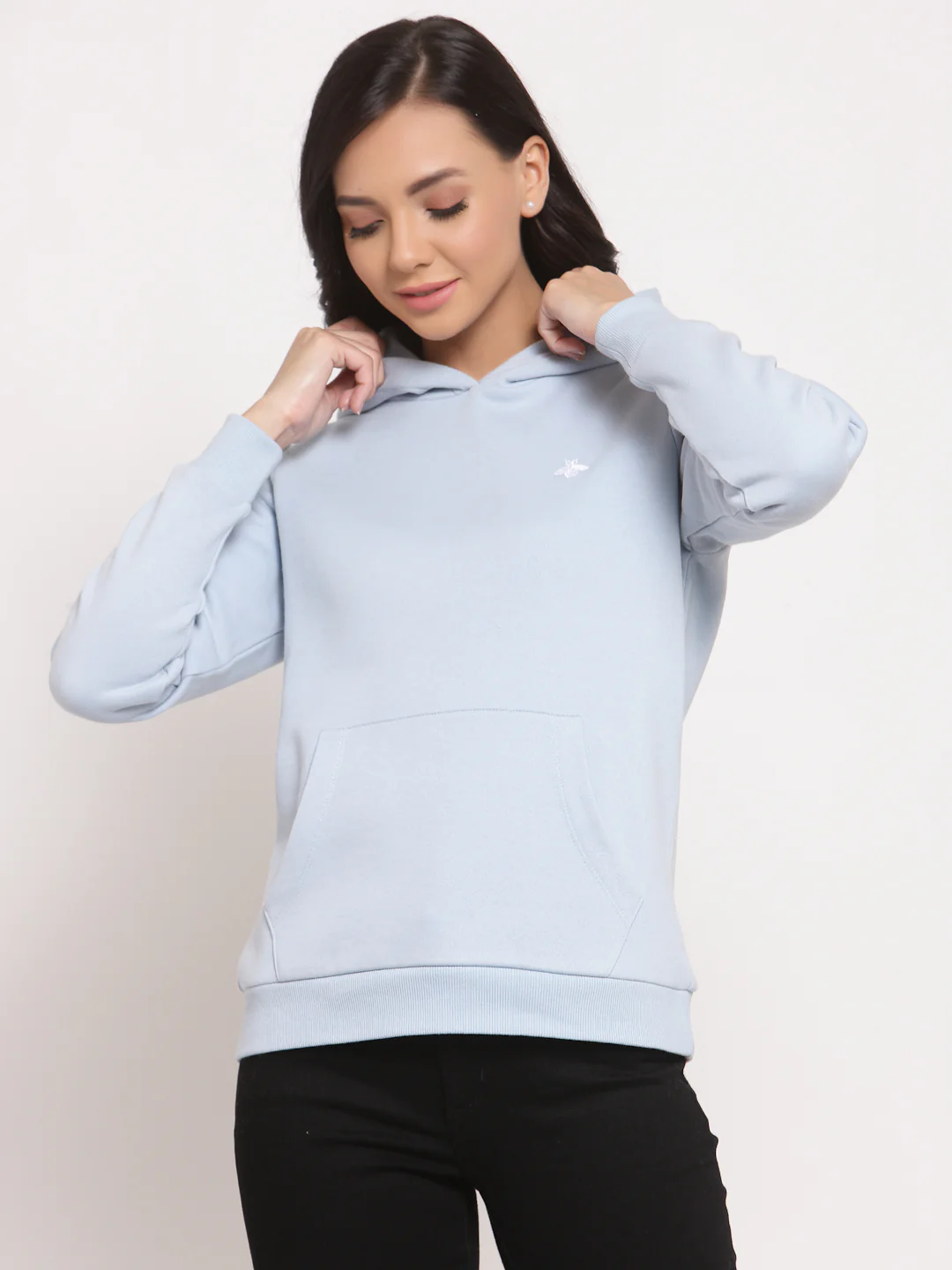 Women's Light Blue Hoodie Sweatshirt - Image 2