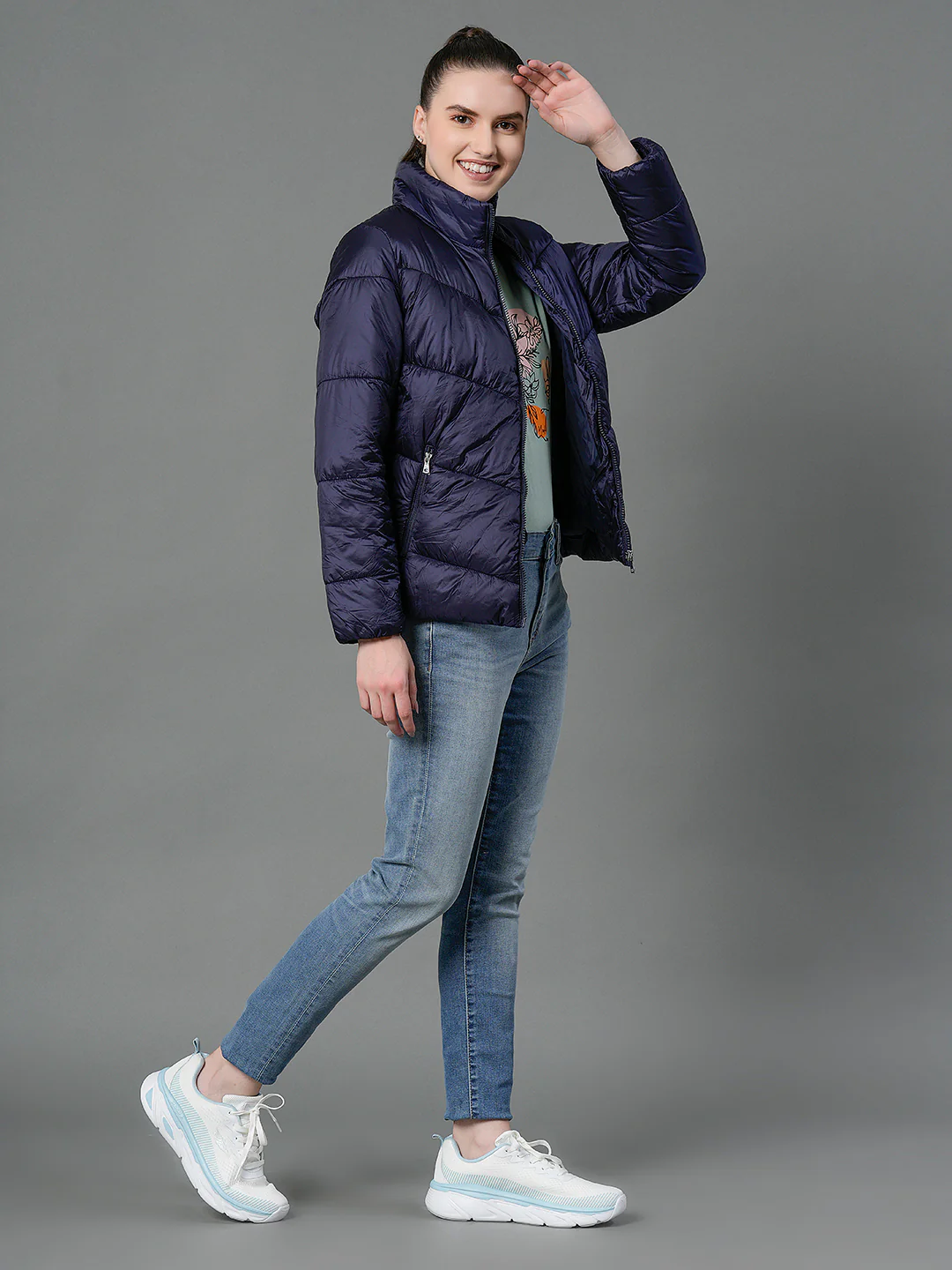 Women's Mid Night Blue Padded Jacket - Image 6