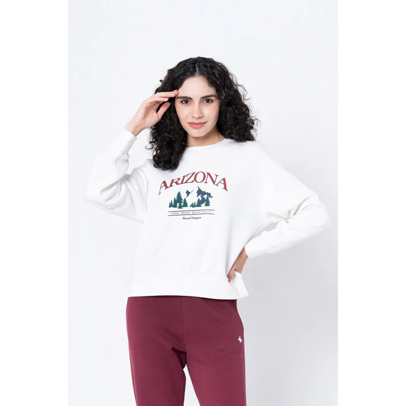 Women's Off White Graphic Print Sweatshirt
