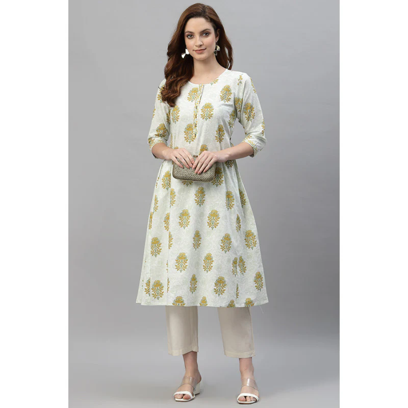 Women's Off White Printed Kurta