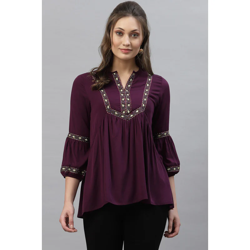 Women's Purple Solid Tunic