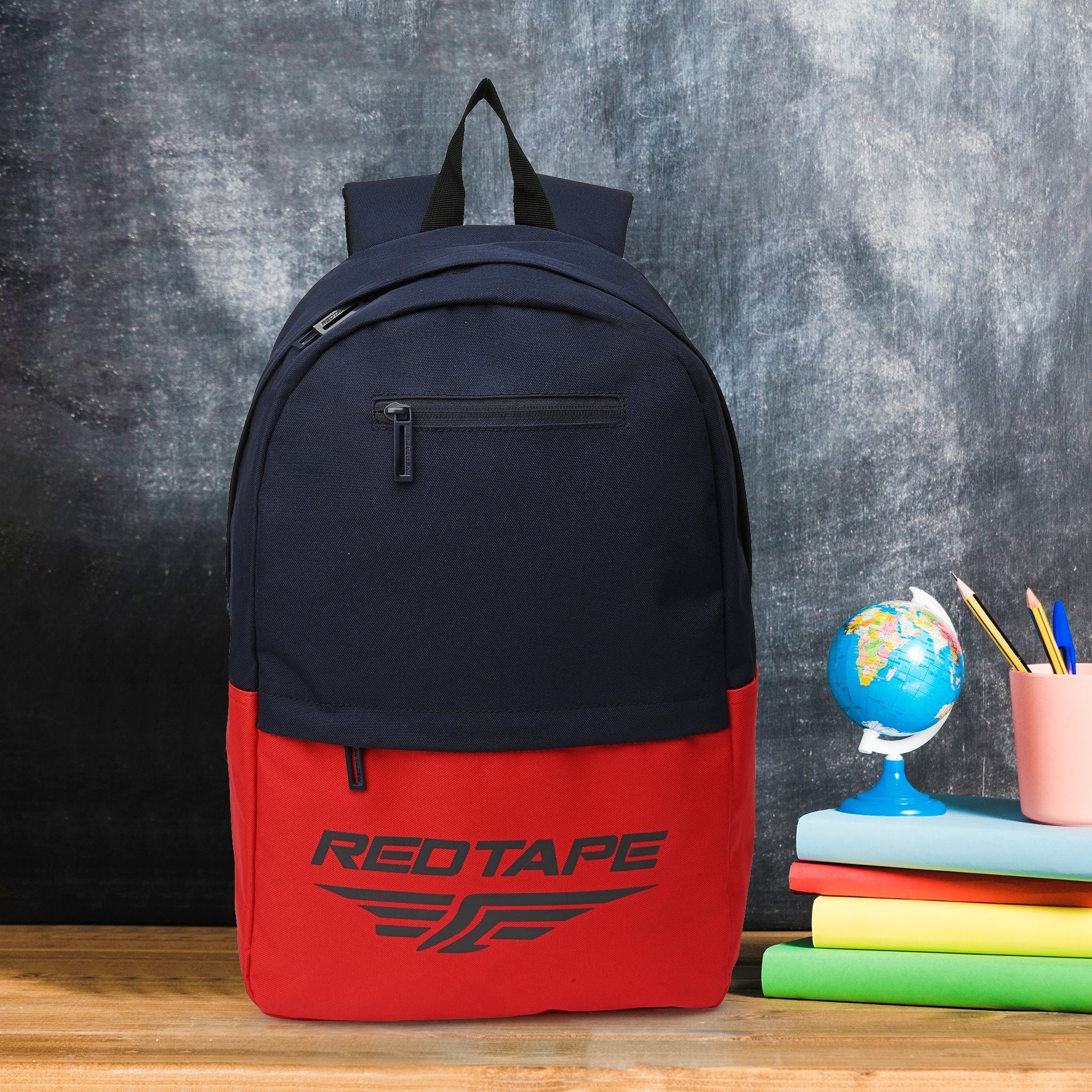 Navy Red Unisex 21.5L Polyester Laptop Backpack