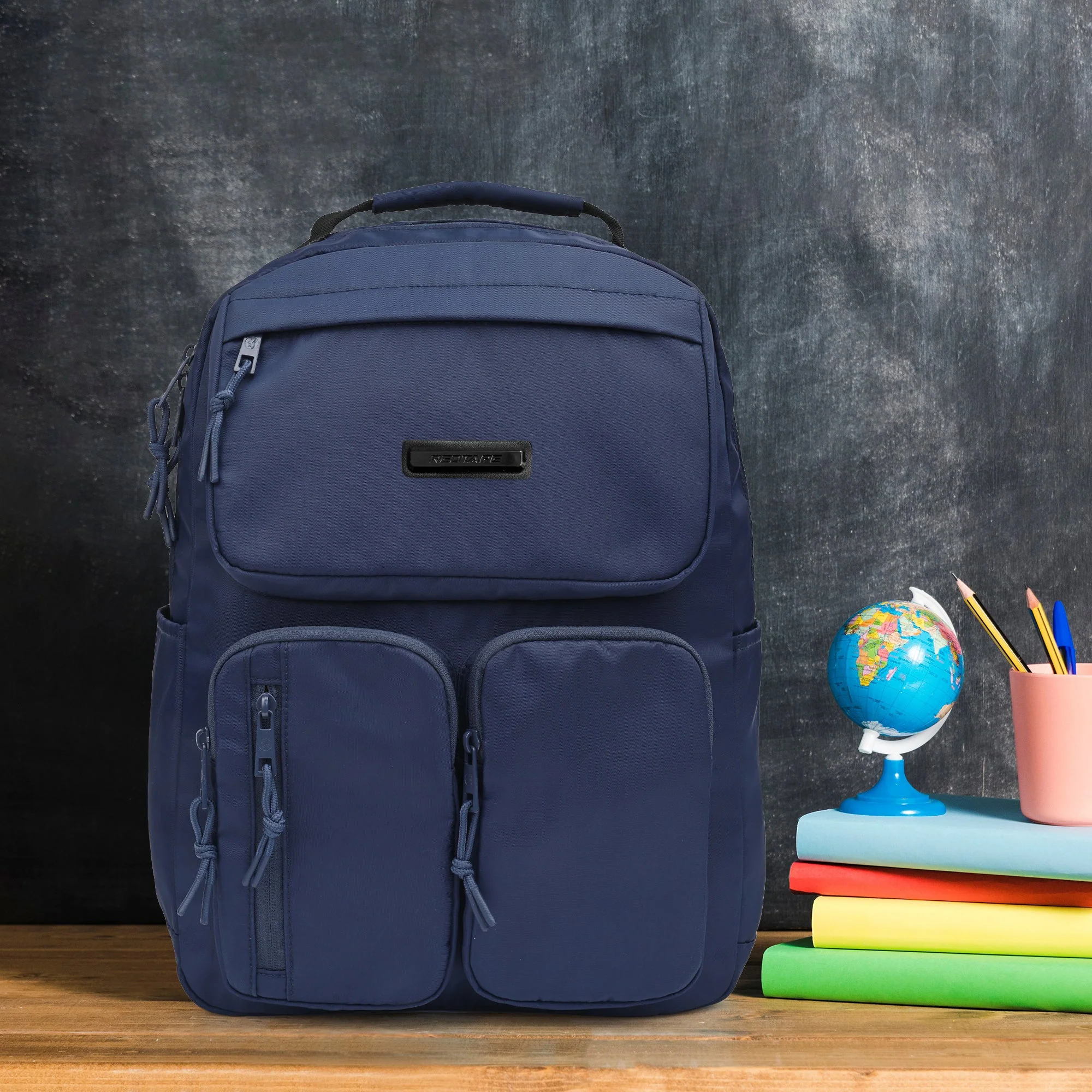 Navy Unisex 19.5L Polyester Laptop Backpack