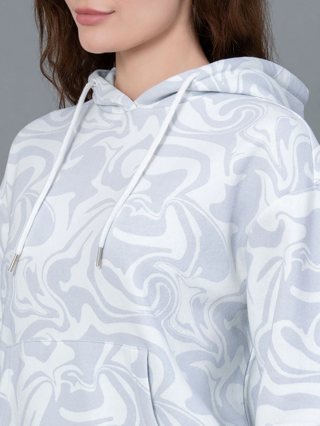 Off White Graphic Print Cotton Poly Fleece Women's Hoodie - Image 4