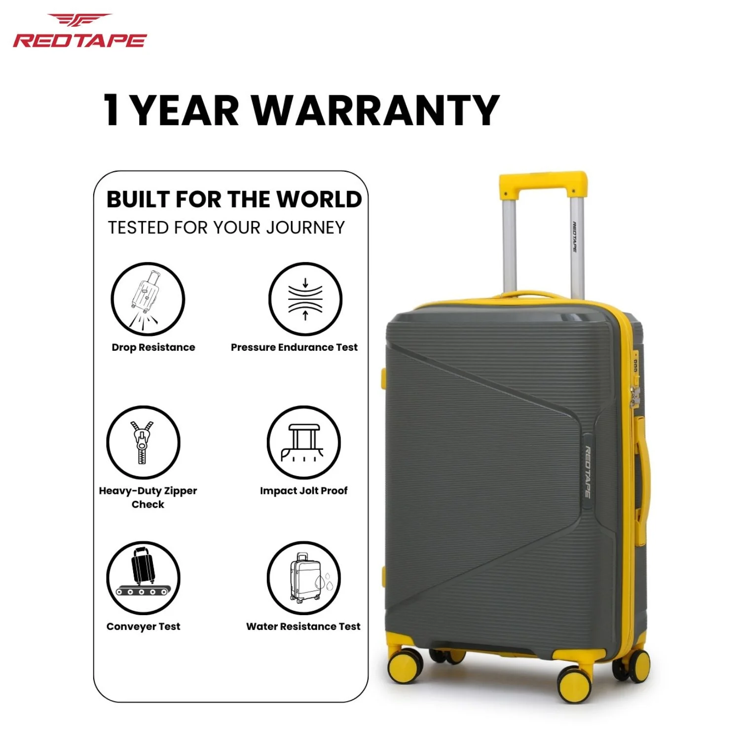 Olive & Yellow 8 Wheels Trolley Bag Set of 2 (Large + Medium) - Image 5