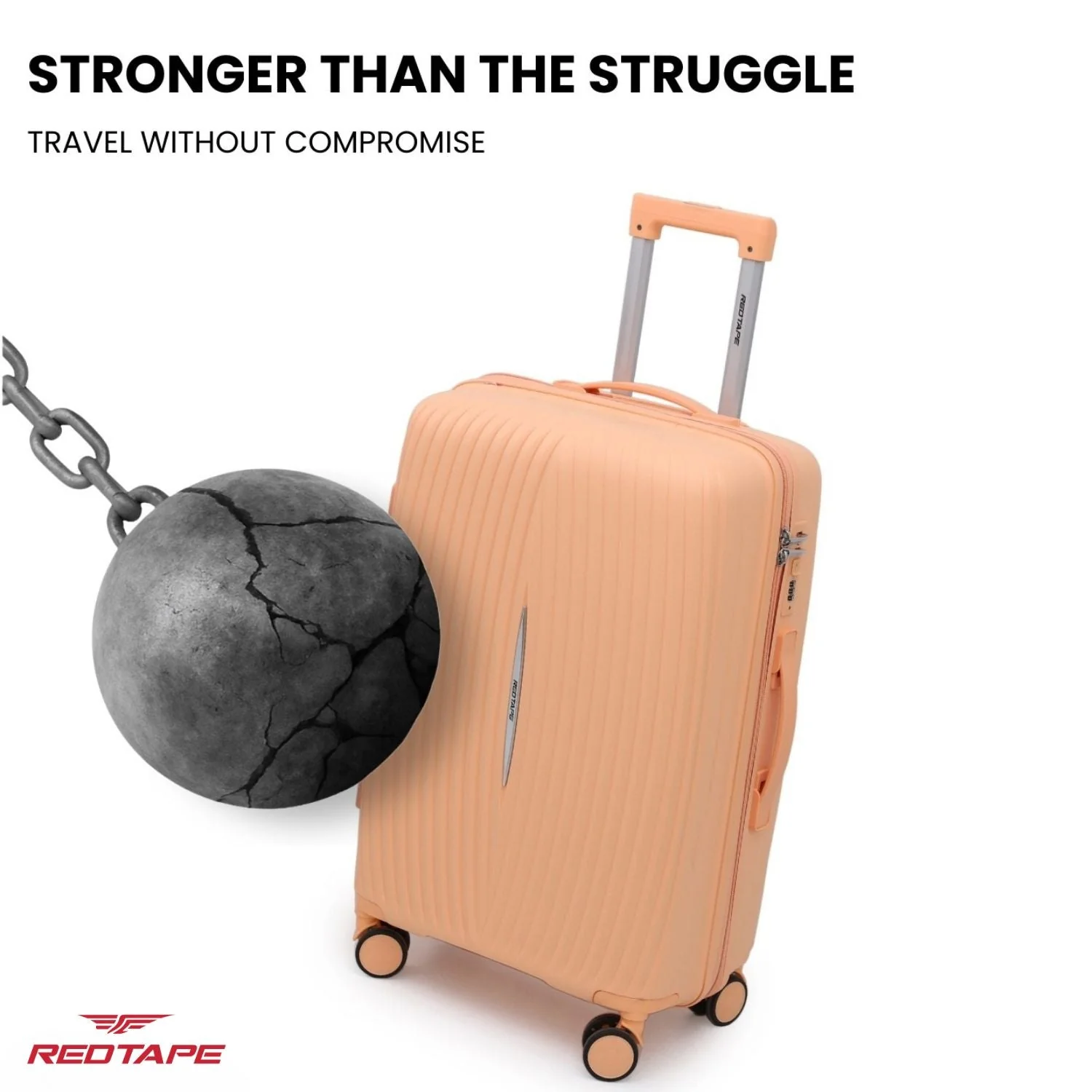 Peach 8 Wheels Trolley Bag Set of 2 (Medium + Cabin) - Image 4