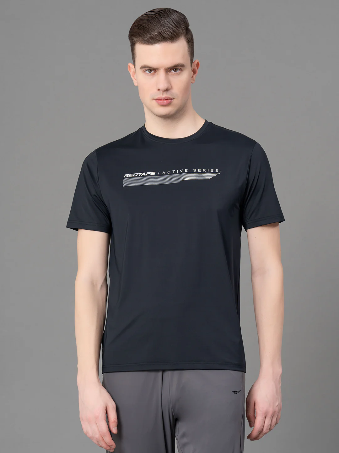 Printed Black Activewear T-Shirt for Men