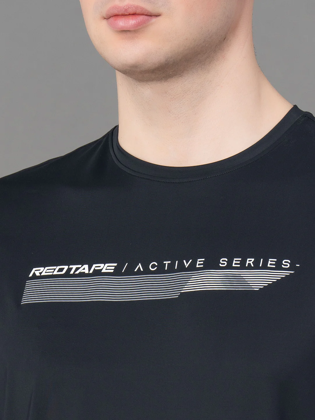 Printed Black Activewear T-Shirt for Men - Image 4