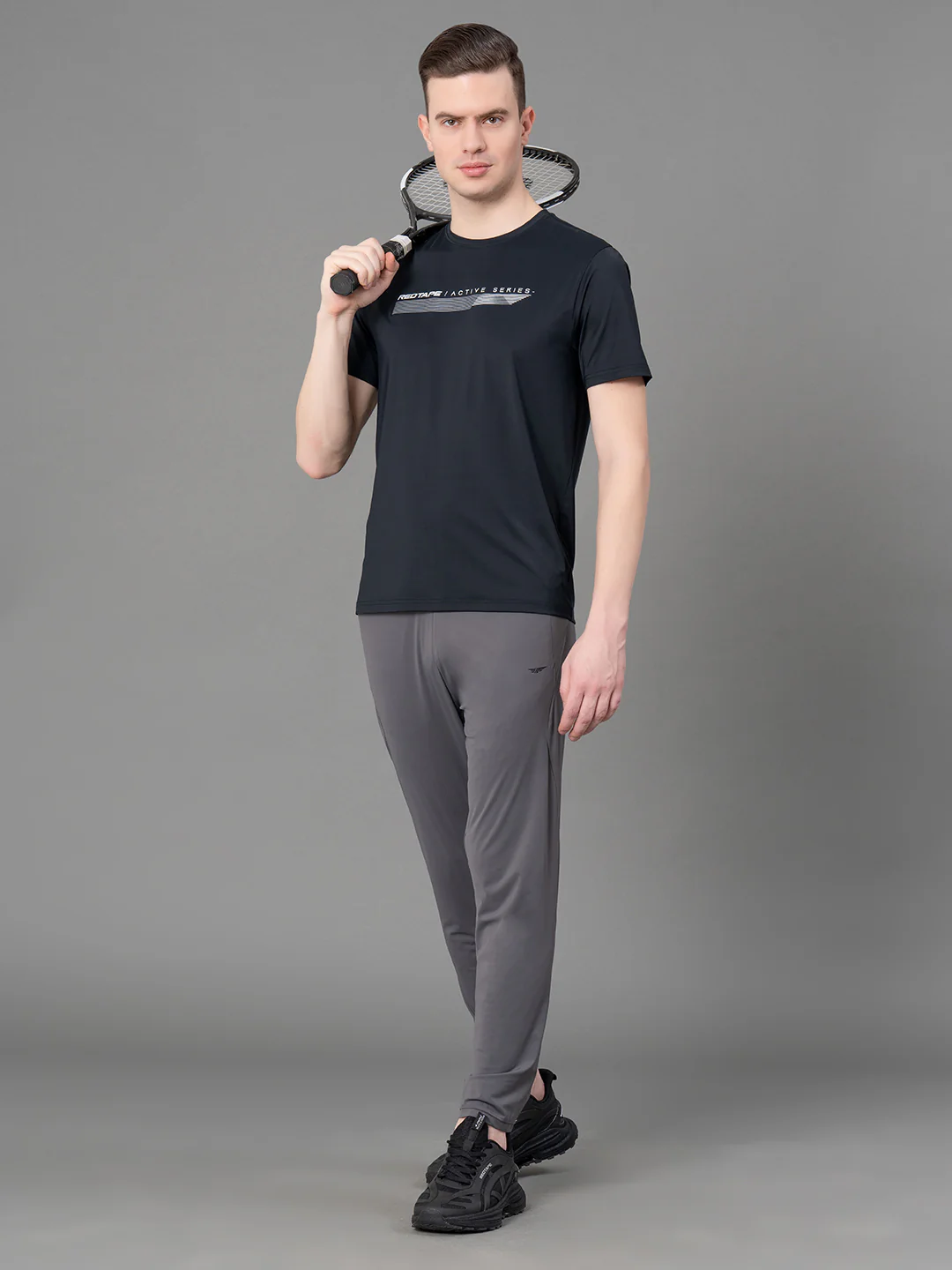 Printed Black Activewear T-Shirt for Men - Image 5