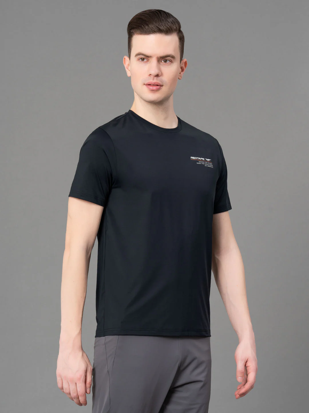 Printed Black Activewear T-Shirt for Men - Image 2