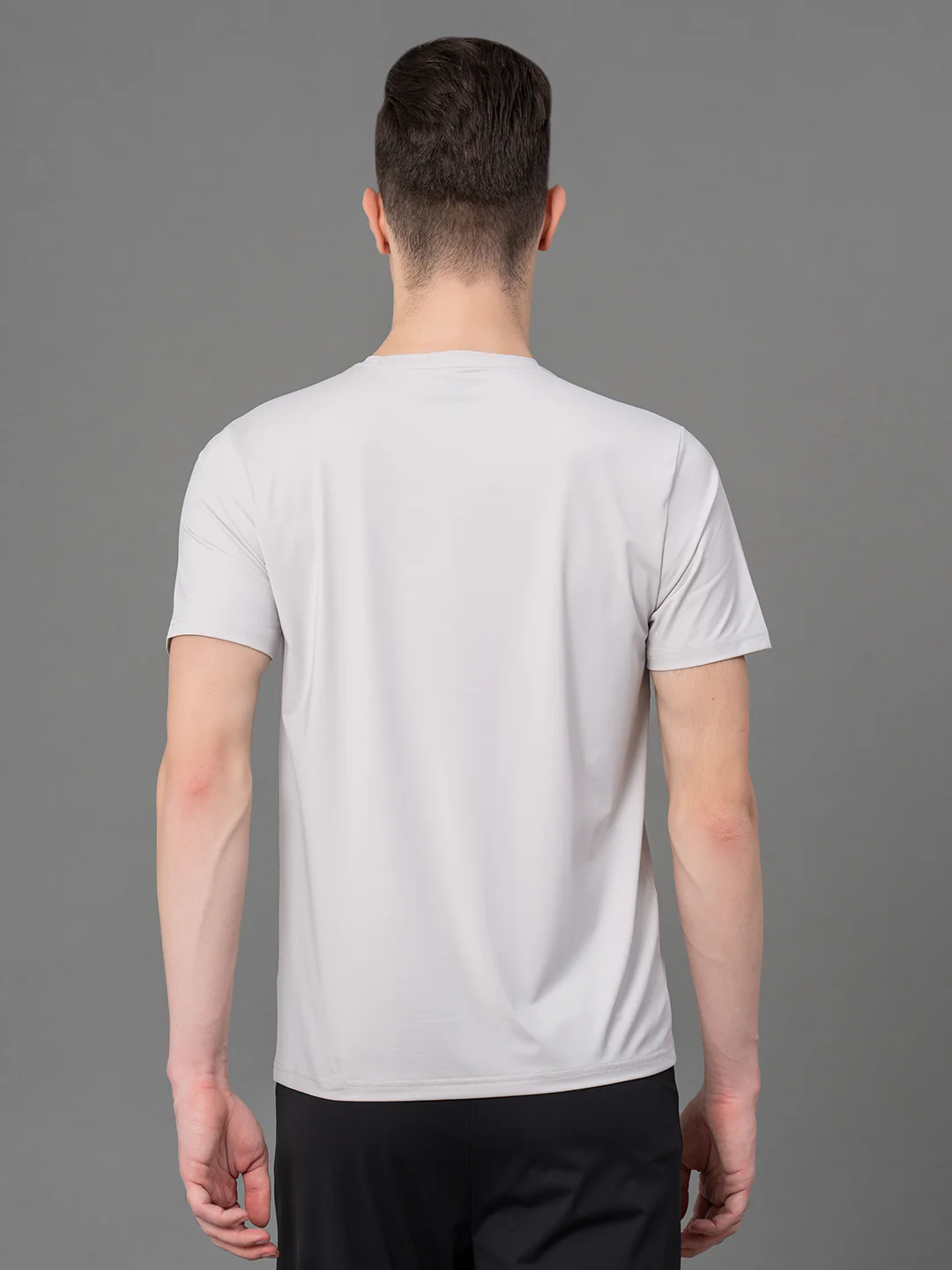 Printed Light Grey Activewear T-Shirt for Men - Image 3