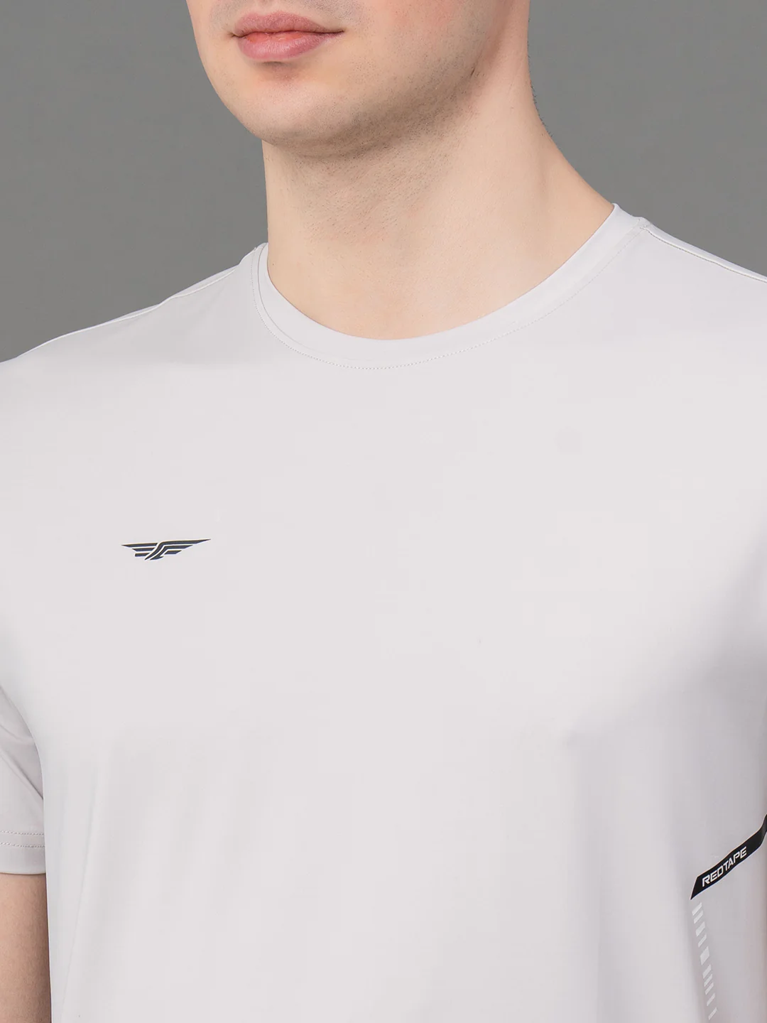 Printed Light Grey Activewear T-Shirt for Men - Image 4