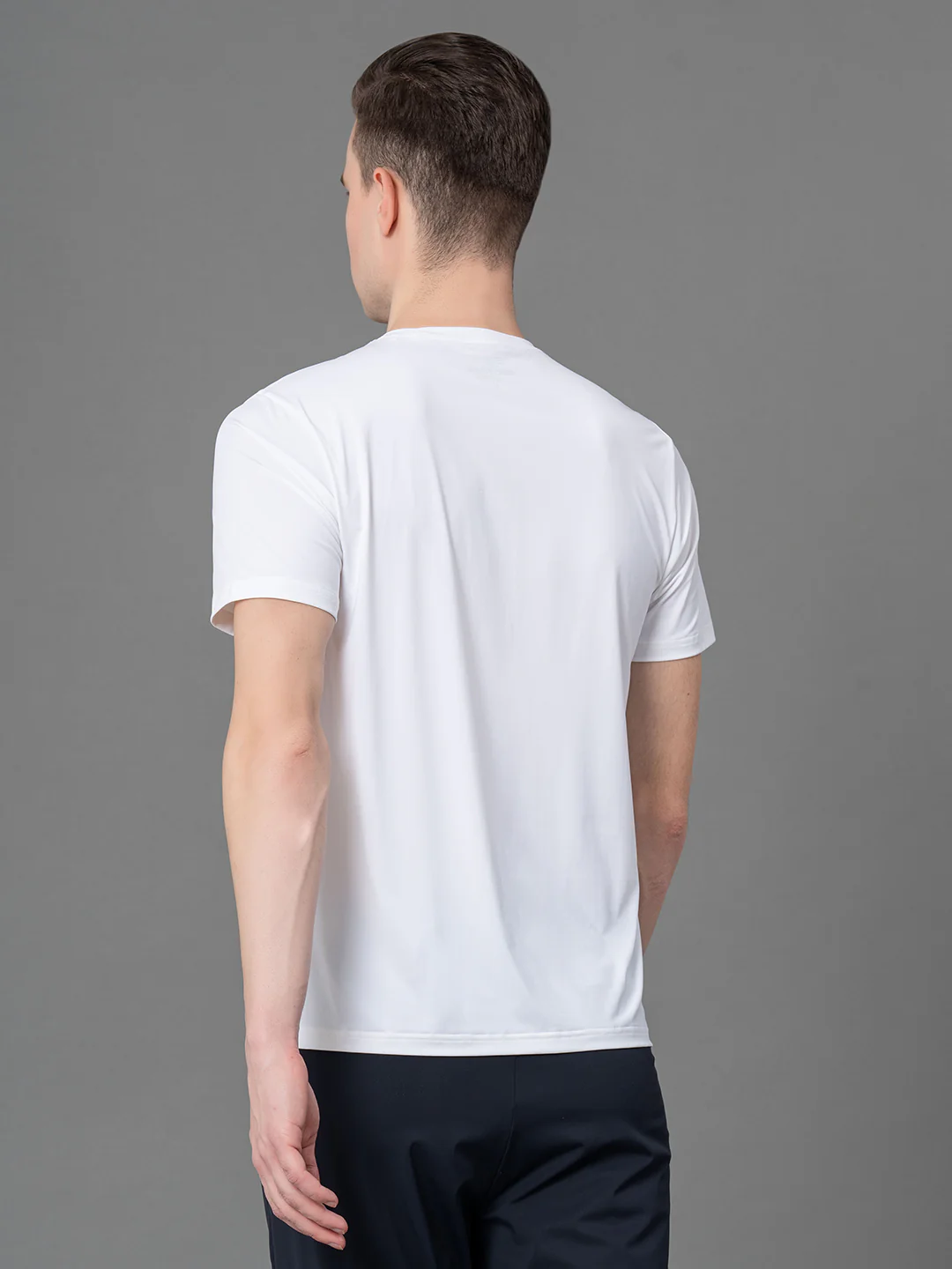 Printed White Activewear T-Shirt for Men - Image 3