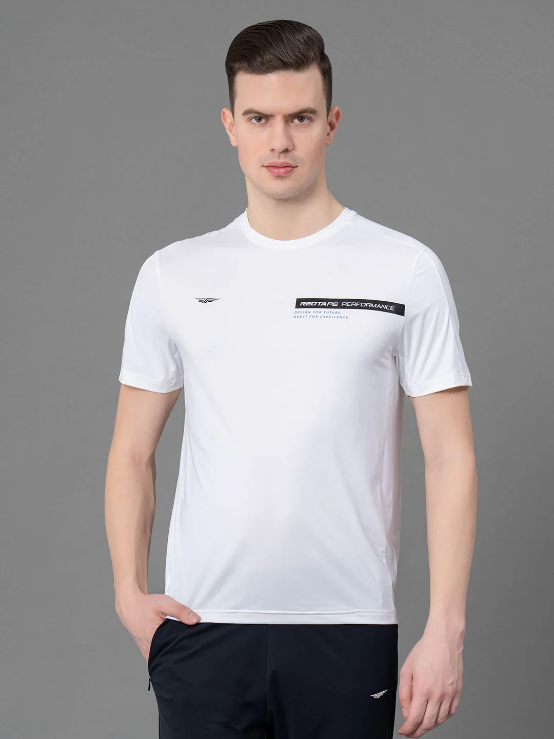 Printed White Activewear T-Shirt for Men
