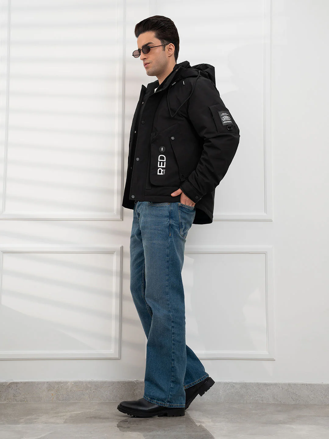 black Men's Padded Jacket | All-Season Winter Protection