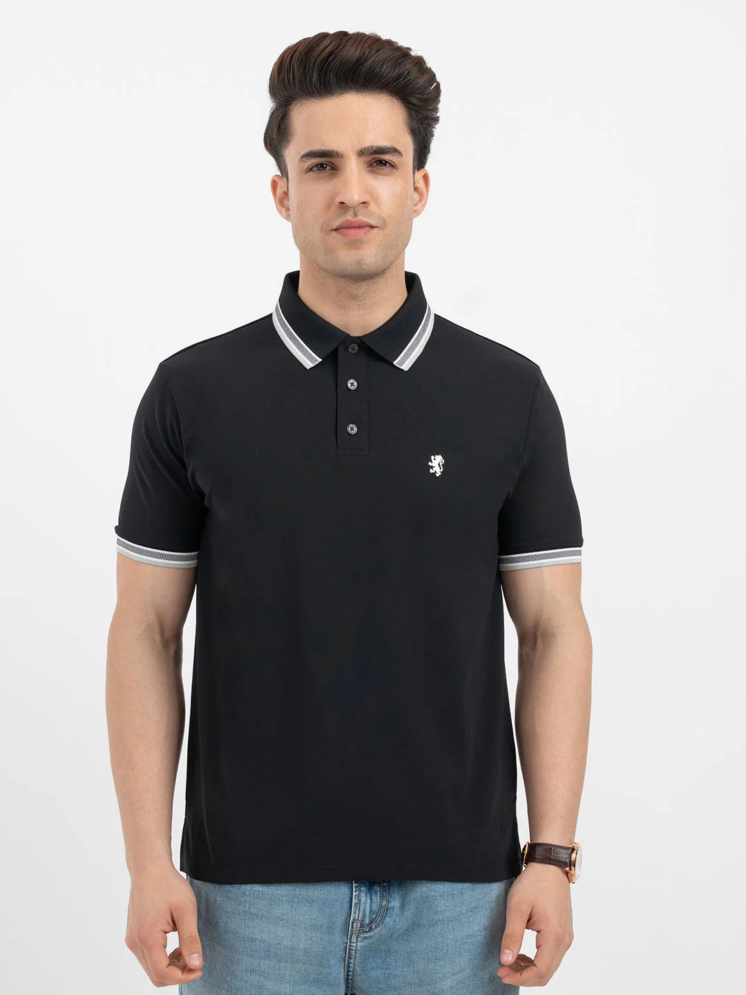 Red Tape Black Polo T-Shirt for Men