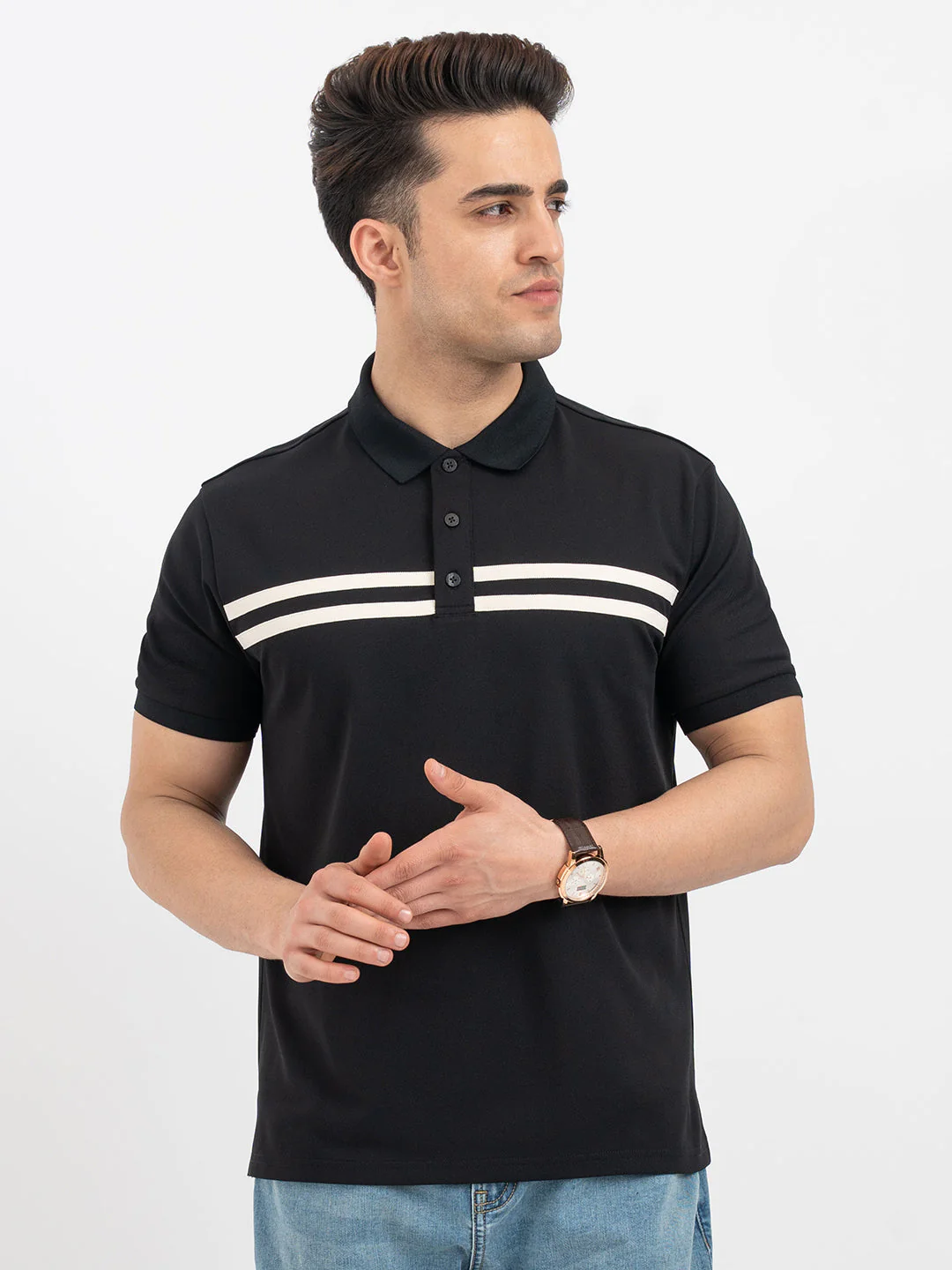 Red Tape Black Polo T-Shirt for Men