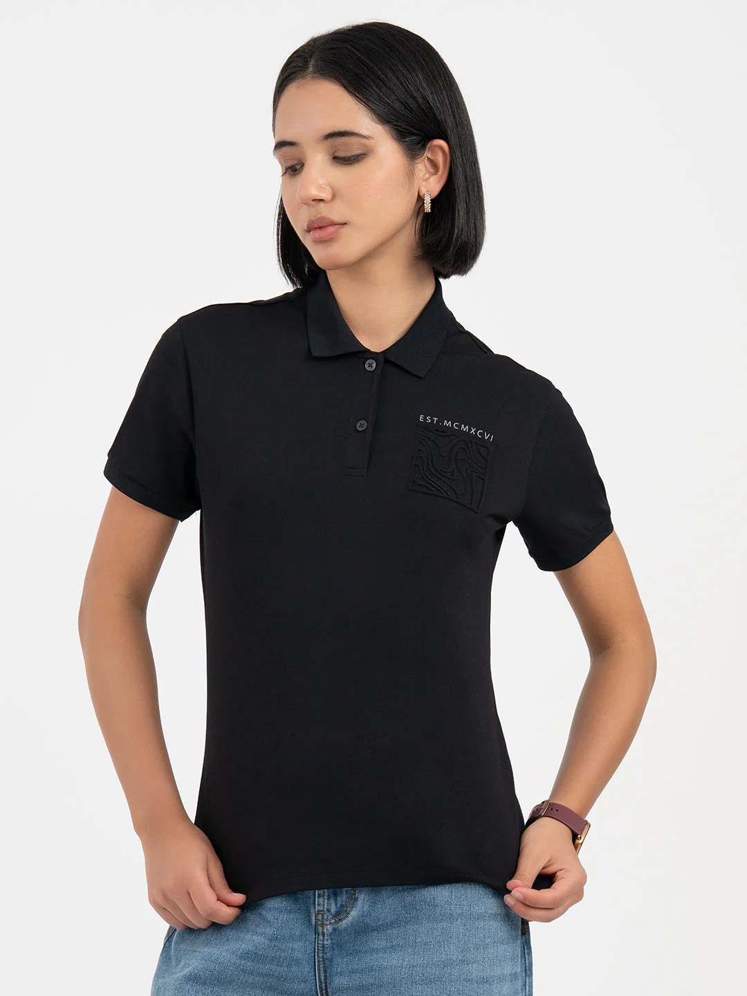 Black Polo T-Shirt for Women