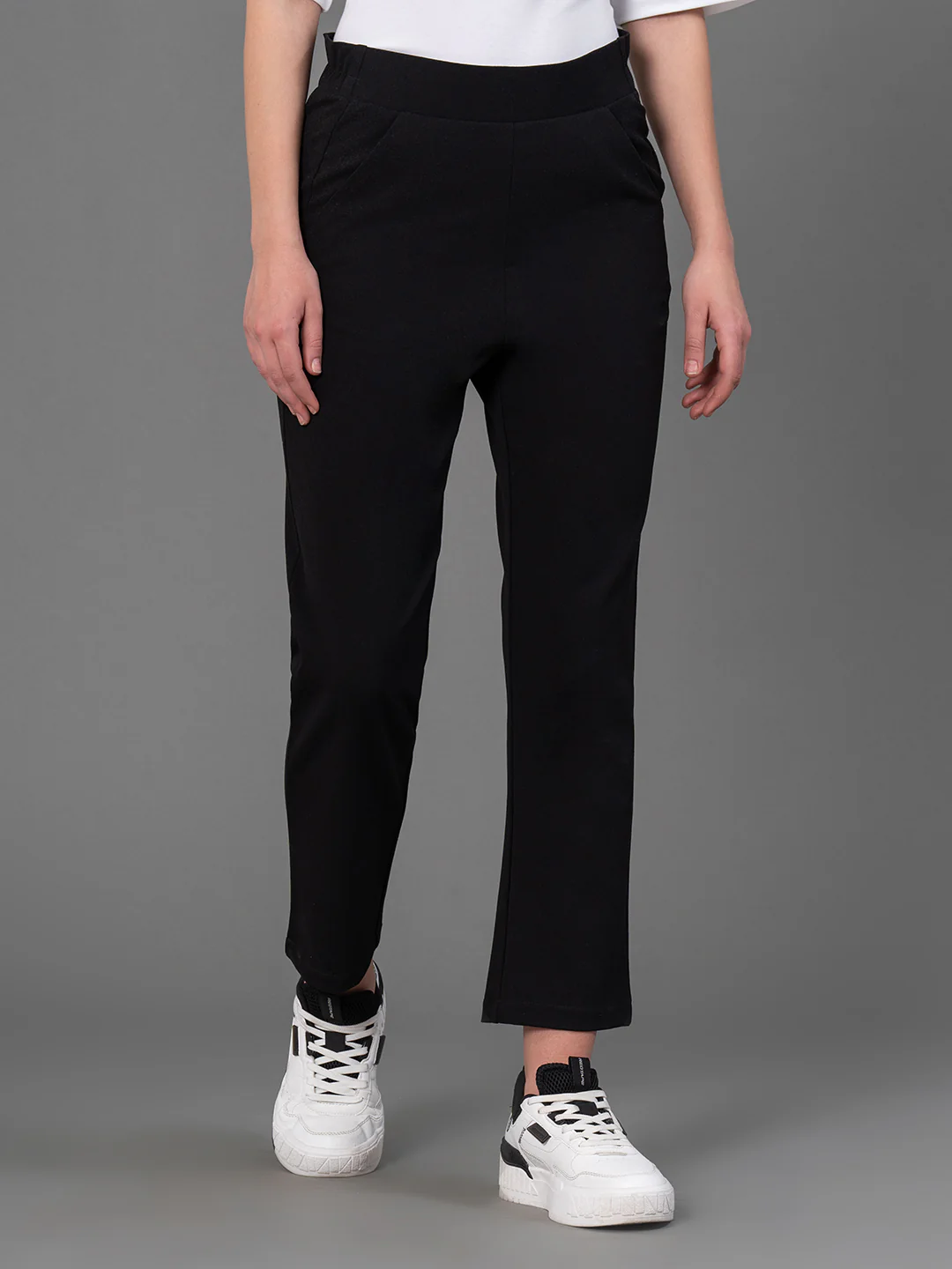Solid Black Trousers for Women