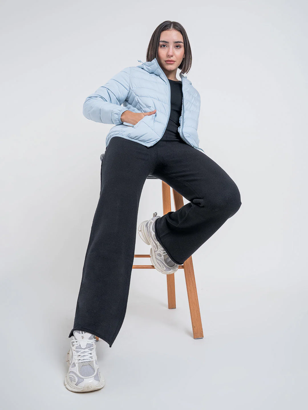 Blue Hooded Puffer Jacket for Women | Stylish Winter Warmth