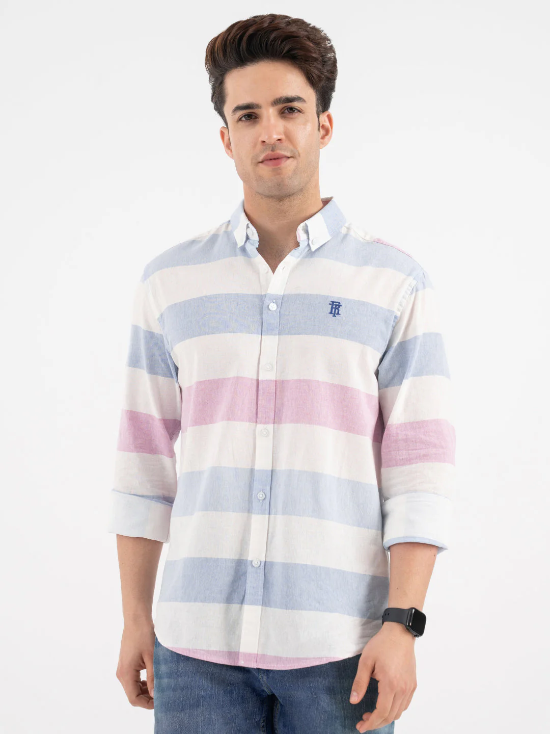 Red Tape Blue Striped Shirt for Men