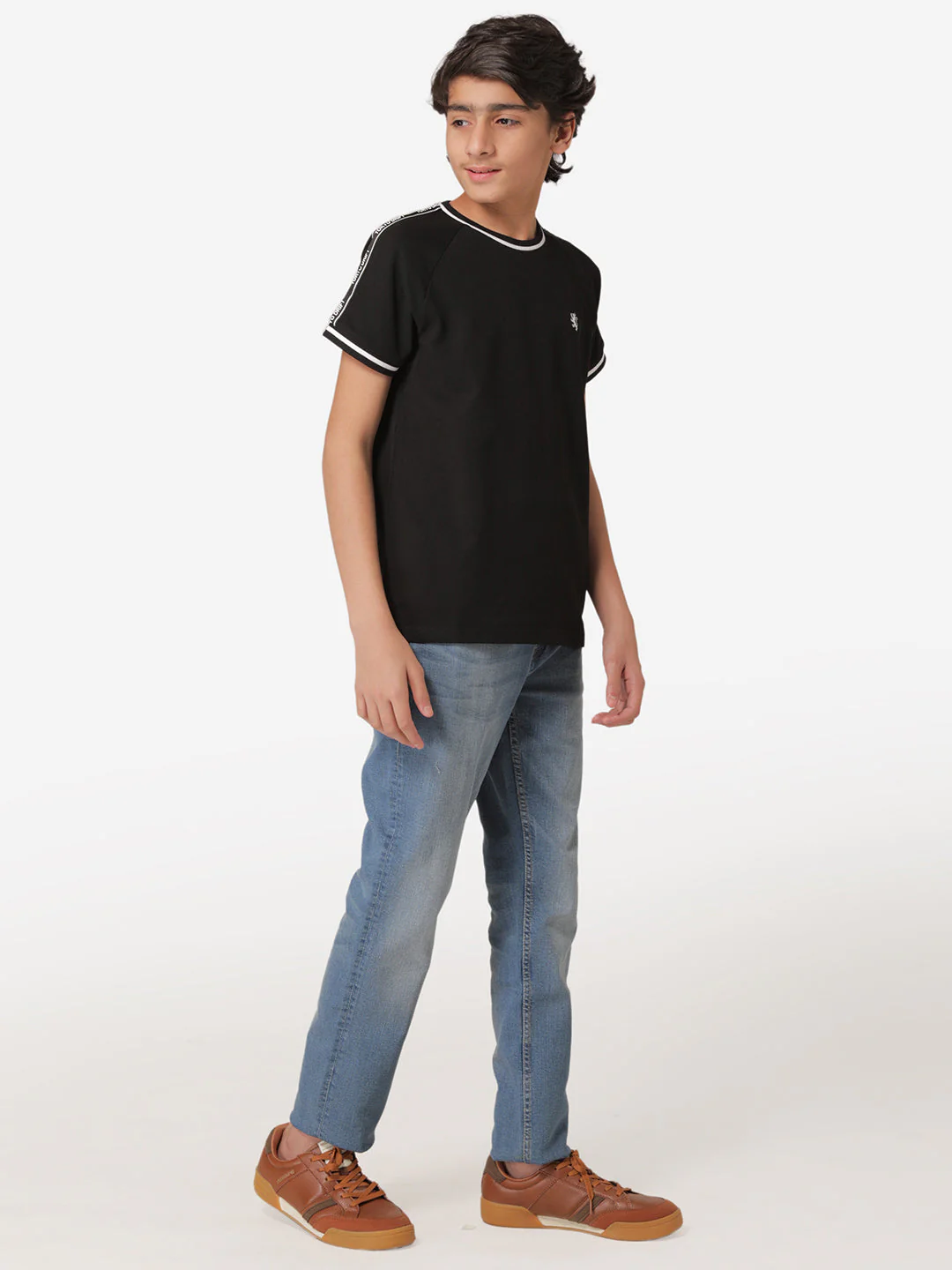 Boy's Black Round Neck T-Shirt - Image 5