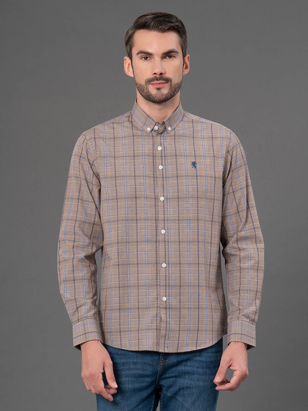 Brown Checked Shirt for Men