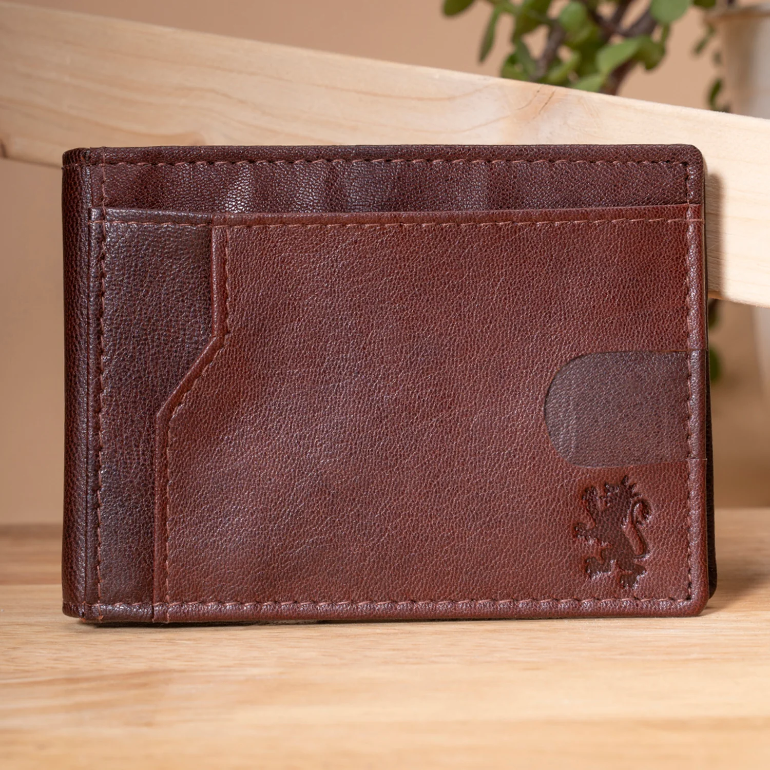 Brown Leather Two Fold RFID Wallet