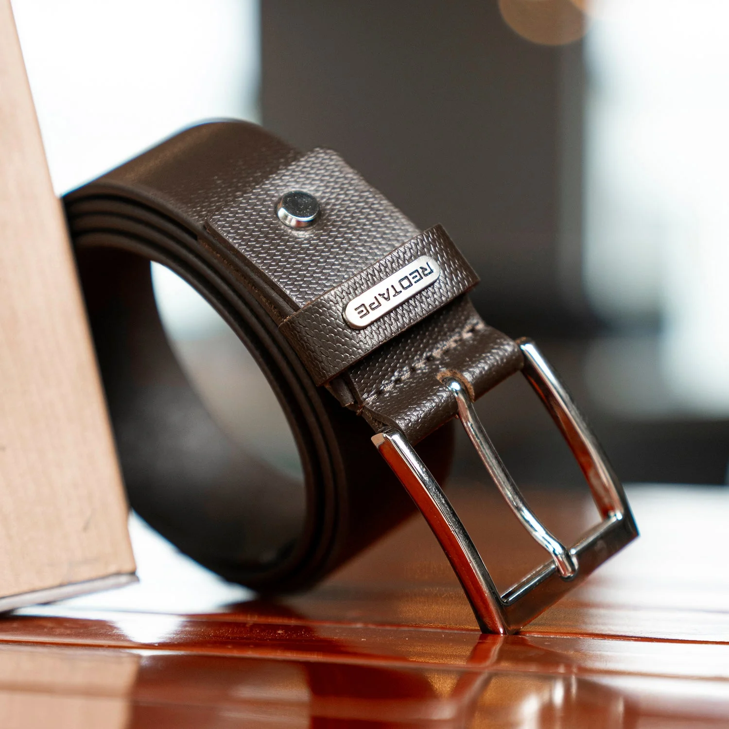 Brown Textured Leather Belt for Men | Classic and Durable
