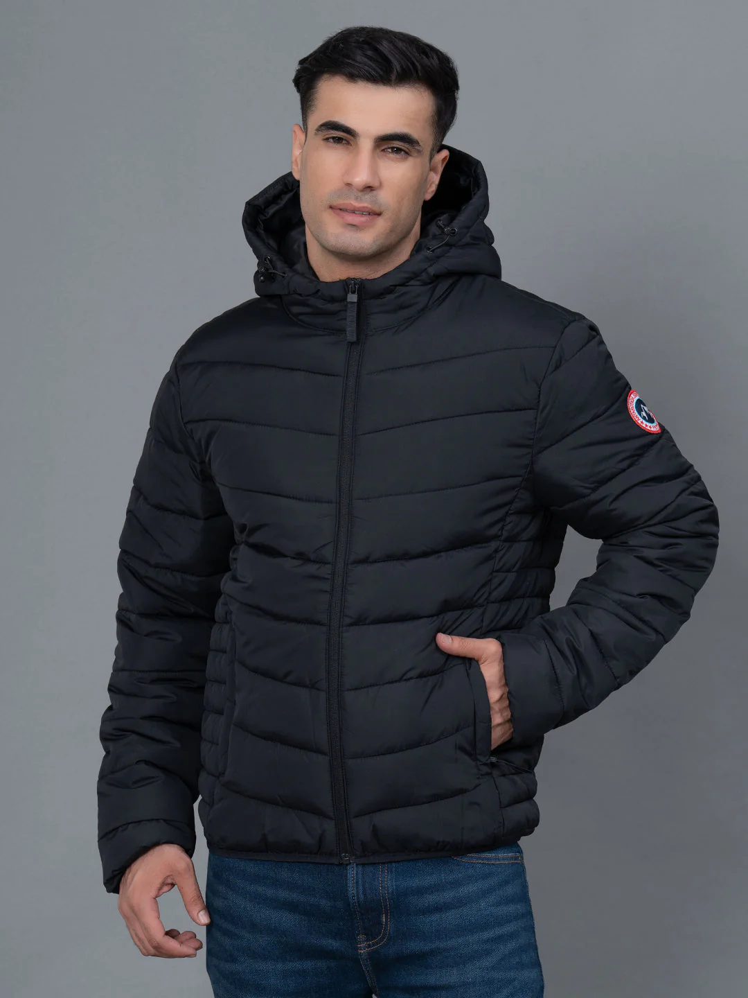Casual Padded Jacket with Hood for Men