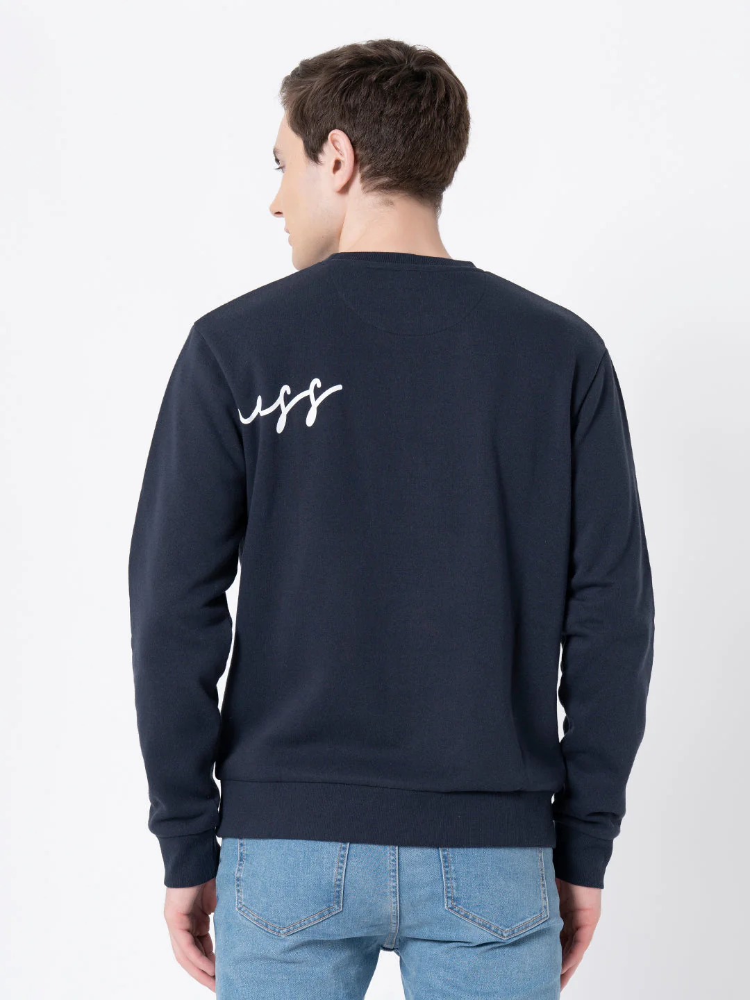 Comfy Navy Round Neck Sweatshirt For Men - Image 3