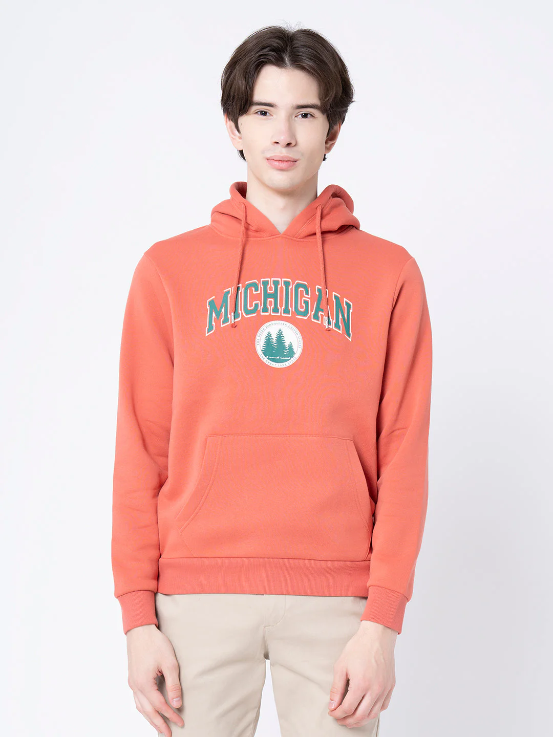 Coral Graphic Print Hoodie for Men