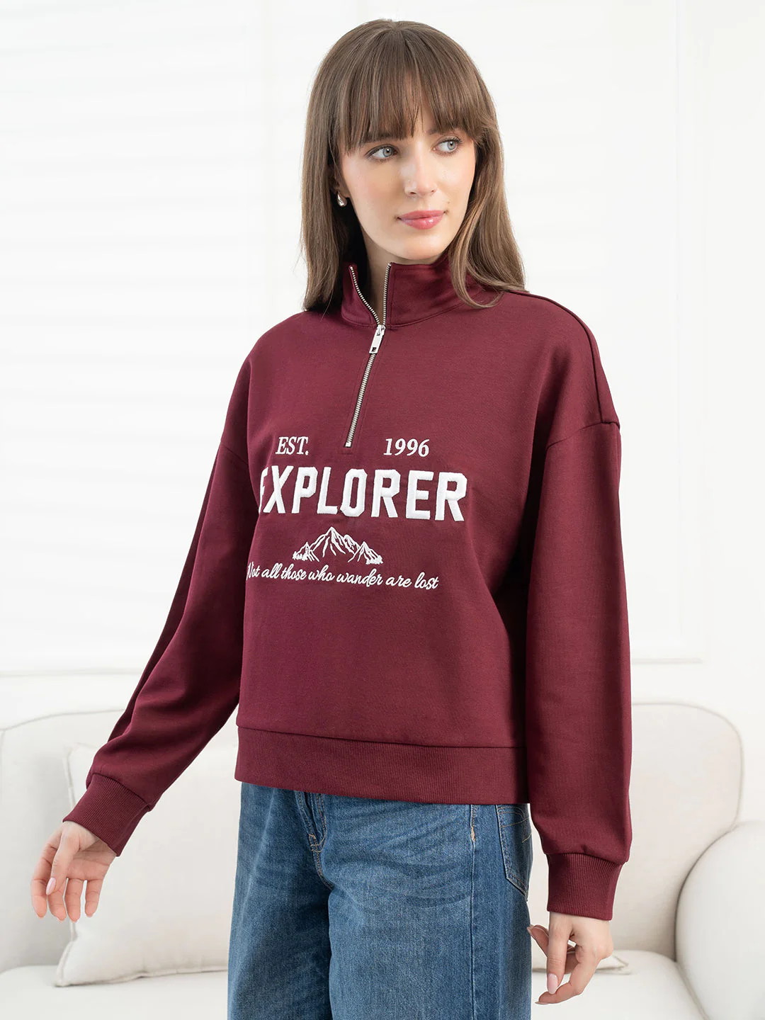 Dark Maroon Sweatshirt for Women